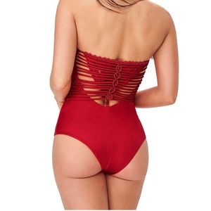 Macrame-Back Sculpting One-Piece Swimsuit
